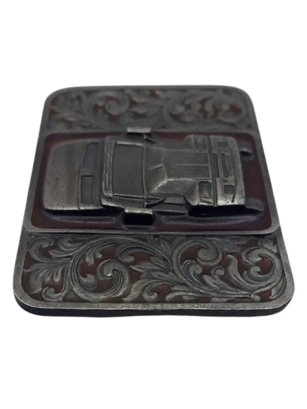 Kenworth Semi Truck Belt Buckle Silvertone Red Enamel Tonkin Bergamot W-420 1992